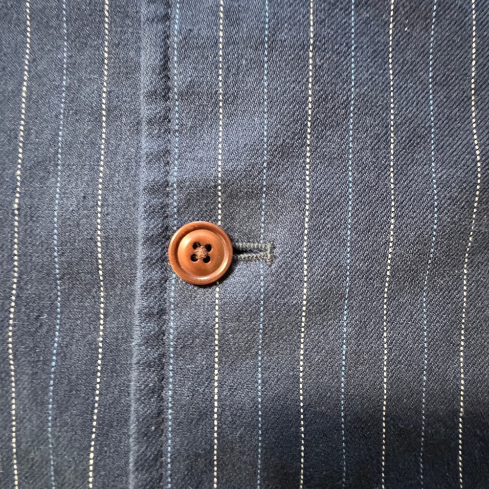 Lands End Canvas Vest Mens XL Blue Excellent Pinstripe Cotton Workwear Vest - Picture 12 of 14